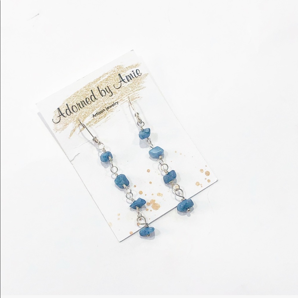 ARTISAN BLUE GEMSTONE EARRINGS - Picture 1 of 3